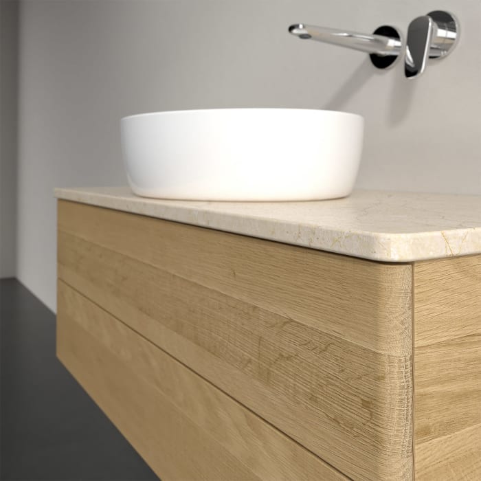 Villeroy & Boch Antao Waschbeckenunterschrank, 100 x 19 cm, 2 Auszüge, Fronten ohne Struktur, ohne Hahnloch