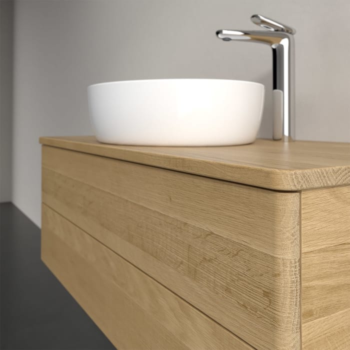 Villeroy & Boch Antao Waschbeckenunterschrank, 100 x 19 cm, 2 Auszüge, Fronten ohne Struktur, mit Hahnloch