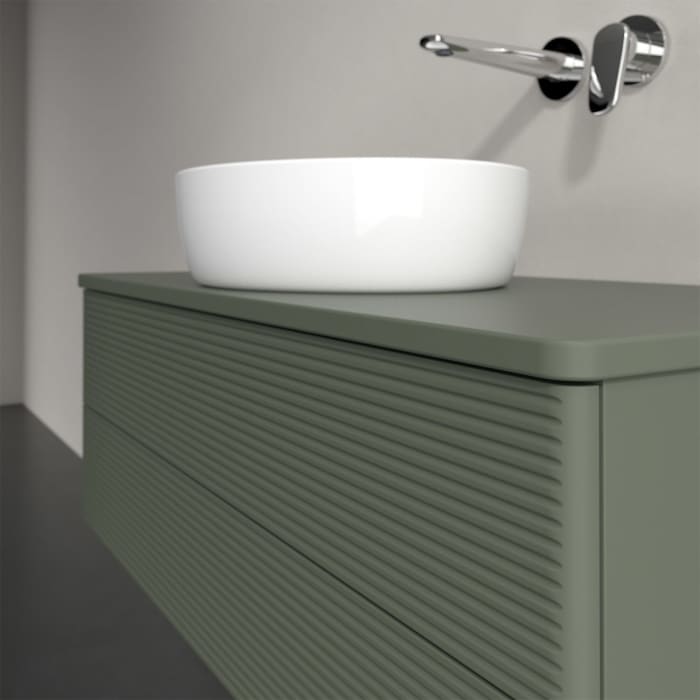 Villeroy & Boch Antao Waschbeckenunterschrank, 100 x 19 cm, 2 Auszüge, Fronten mit Struktur, ohne Hahnloch