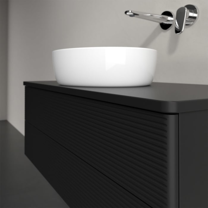 Villeroy & Boch Antao Waschbeckenunterschrank, 100 x 19 cm, 2 Auszüge, Fronten mit Struktur, ohne Hahnloch