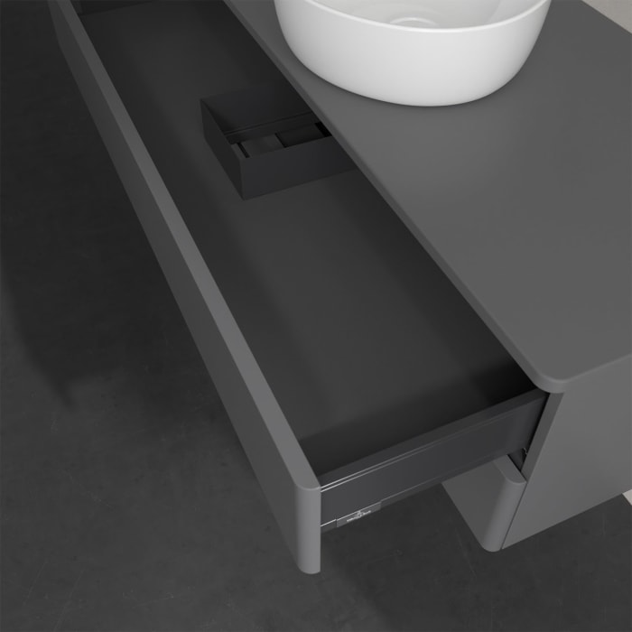 Villeroy & Boch Antao Waschbeckenunterschrank, 120 x 19 cm, 2 Auszüge, Fronten ohne Struktur, ohne Hahnloch, für Waschtisch mittig