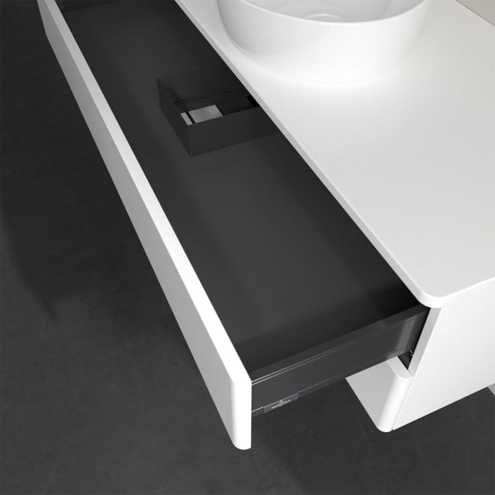 Villeroy & Boch Antao Waschbeckenunterschrank, 120 x 19 cm, 2 Auszüge, Fronten ohne Struktur, ohne Hahnloch, für Waschtisch mittig