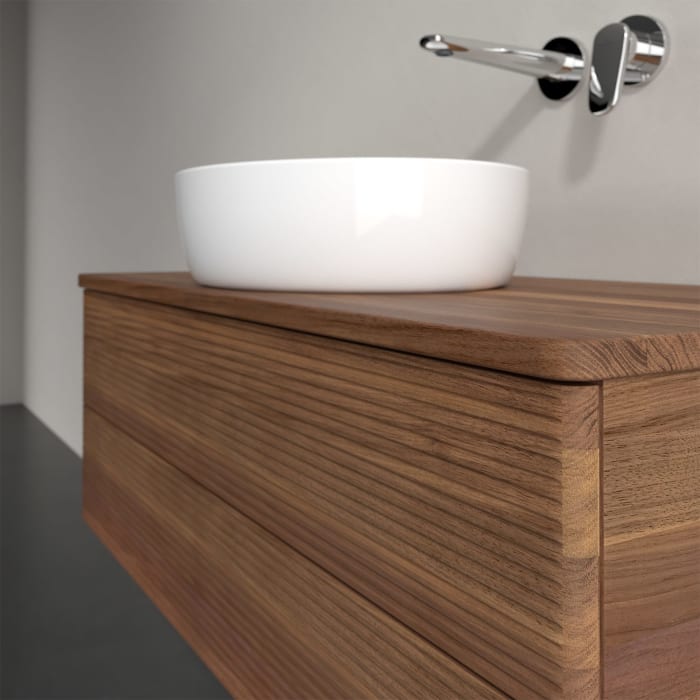 Villeroy & Boch Antao Waschbeckenunterschrank, 100 x 19 cm, 2 Auszüge, Fronten mit Struktur, ohne Hahnloch