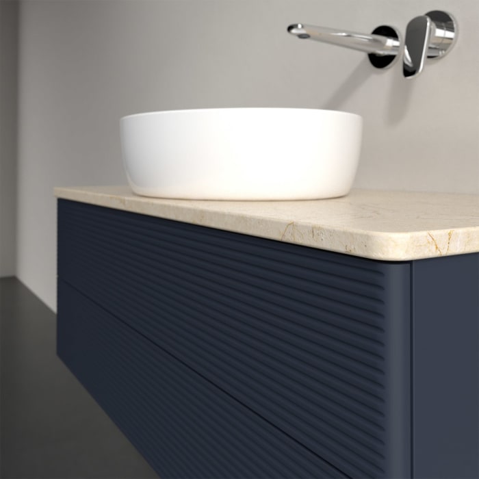 Villeroy & Boch Antao Waschbeckenunterschrank, 100 x 19 cm, 2 Auszüge, Fronten mit Struktur, ohne Hahnloch