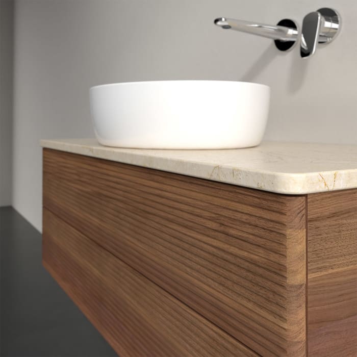 Villeroy & Boch Antao Waschbeckenunterschrank, 100 x 19 cm, 2 Auszüge, Fronten mit Struktur, ohne Hahnloch