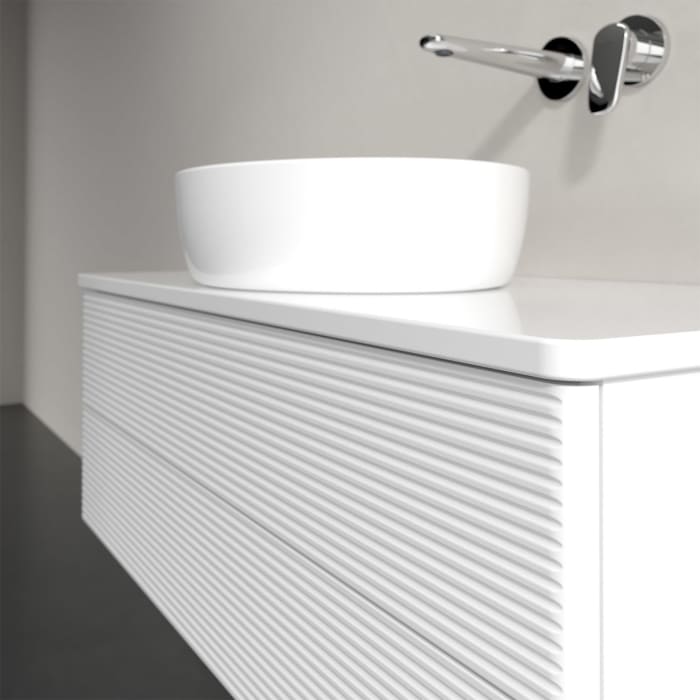 Villeroy & Boch Antao Waschbeckenunterschrank, 100 x 19 cm, 2 Auszüge, Fronten mit Struktur, mit Hahnloch