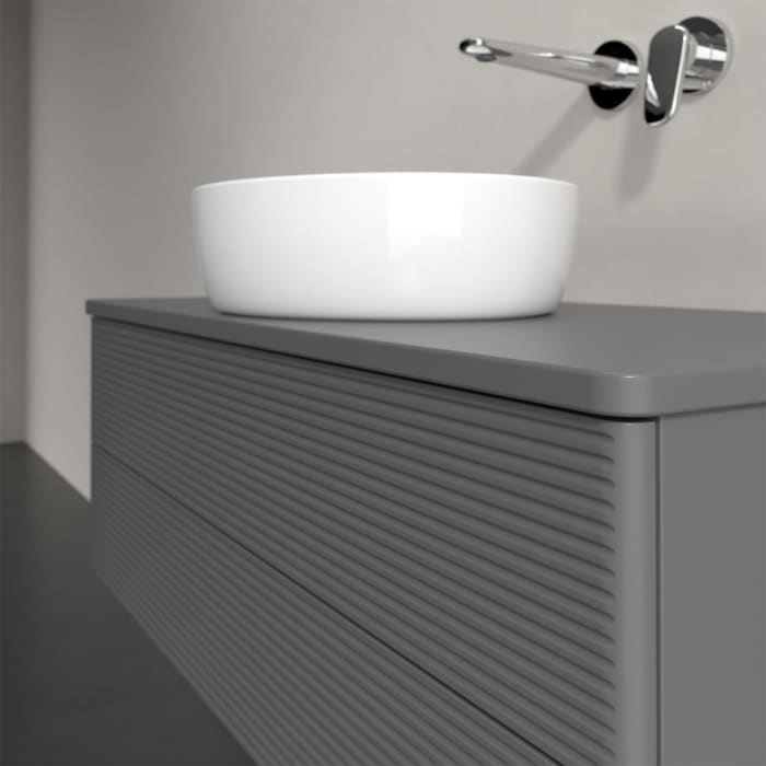 Villeroy & Boch Antao Waschbeckenunterschrank, 100 x 19 cm, 2 Auszüge, Fronten mit Struktur, mit Hahnloch