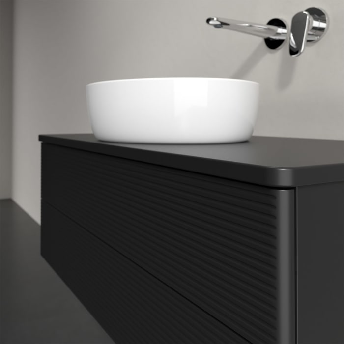 Villeroy & Boch Antao Waschbeckenunterschrank, 100 x 19 cm, 2 Auszüge, Fronten mit Struktur, mit Hahnloch