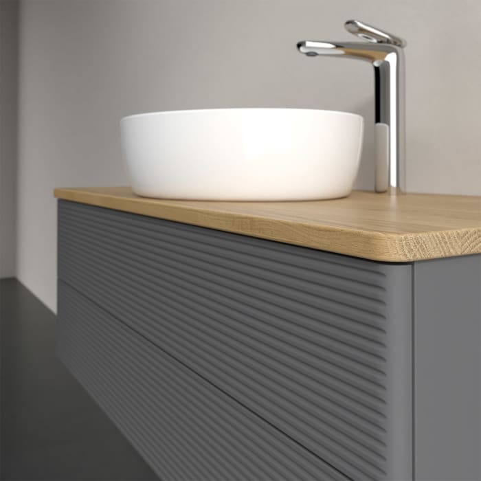 Villeroy & Boch Antao Waschbeckenunterschrank, 100 x 19 cm, 2 Auszüge, Fronten mit Struktur, mit Hahnloch