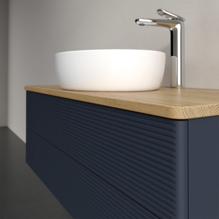 Villeroy & Boch Antao Waschbeckenunterschrank, 100 x 19 cm, 2 Auszüge, Fronten mit Struktur, mit Hahnloch