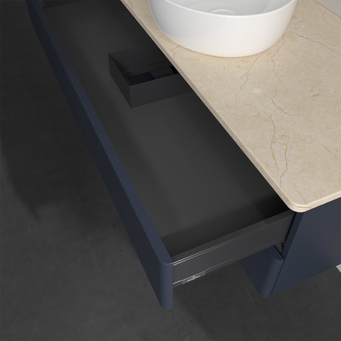 Villeroy & Boch Antao Waschbeckenunterschrank, 120 x 19 cm, 2 Auszüge, Fronten ohne Struktur, ohne Hahnloch, für Waschtisch mittig