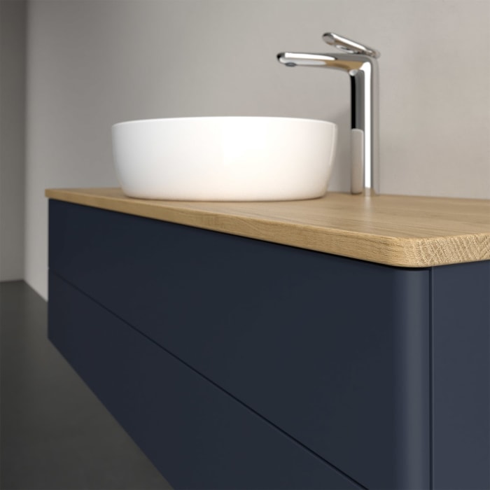 Villeroy & Boch Antao Waschbeckenunterschrank, 120 x 19 cm, 2 Auszüge, Fronten ohne Struktur, mit Hahnloch, für Waschtisch mittig