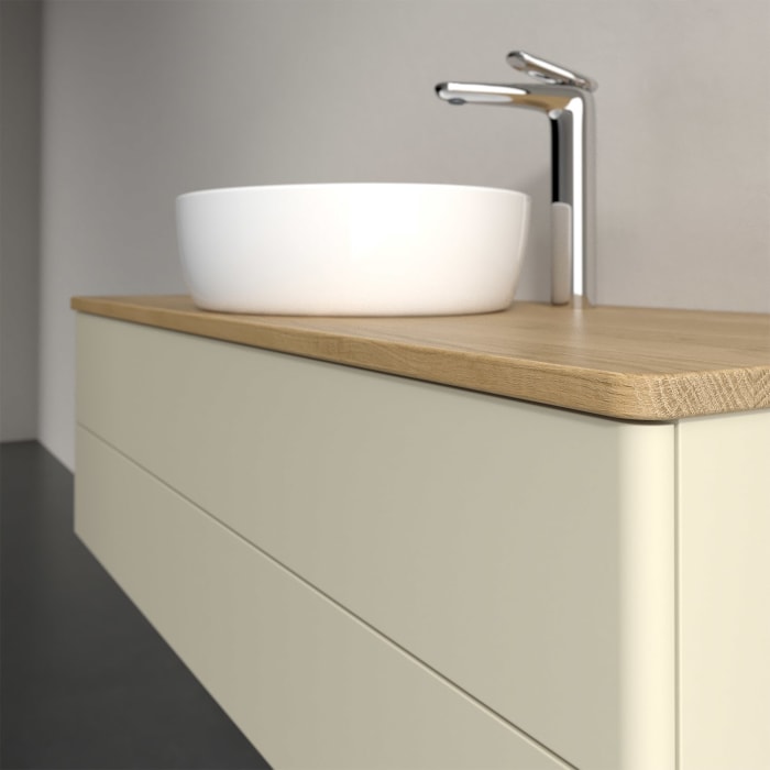 Villeroy & Boch Antao Waschbeckenunterschrank, 120 x 19 cm, 2 Auszüge, Fronten ohne Struktur, mit Hahnloch, für Waschtisch mittig