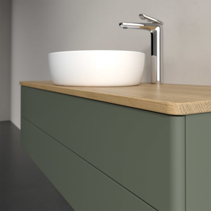 Villeroy & Boch Antao Waschbeckenunterschrank, 120 x 19 cm, 2 Auszüge, Fronten ohne Struktur, mit Hahnloch, für Waschtisch mittig