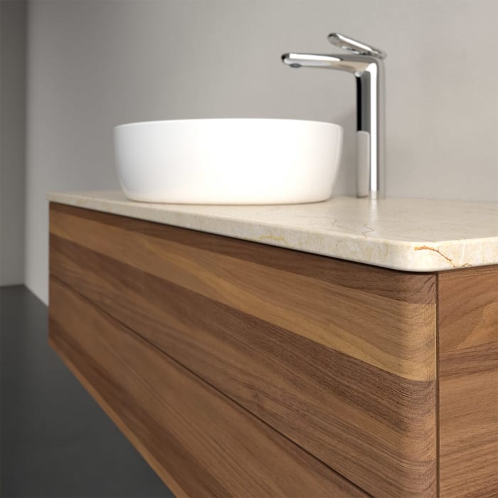 Villeroy & Boch Antao Waschbeckenunterschrank, 120 x 19 cm, 2 Auszüge, Fronten ohne Struktur, mit Hahnloch, für Waschtisch mittig