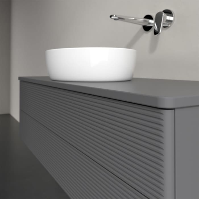 Villeroy & Boch Antao Waschbeckenunterschrank, 120 x 19 cm, 2 Auszüge, Fronten mit Struktur, ohne Hahnloch, für Waschtisch mittig