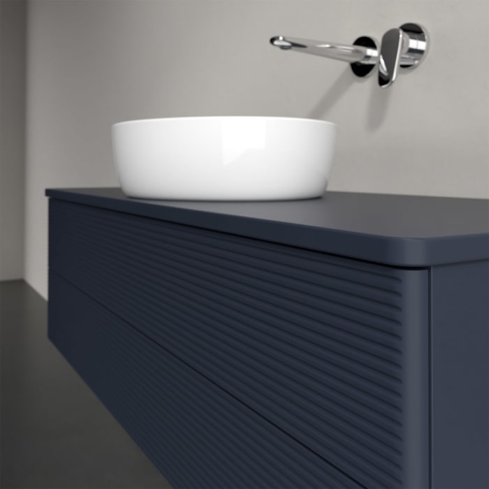 Villeroy & Boch Antao Waschbeckenunterschrank, 120 x 19 cm, 2 Auszüge, Fronten mit Struktur, ohne Hahnloch, für Waschtisch mittig