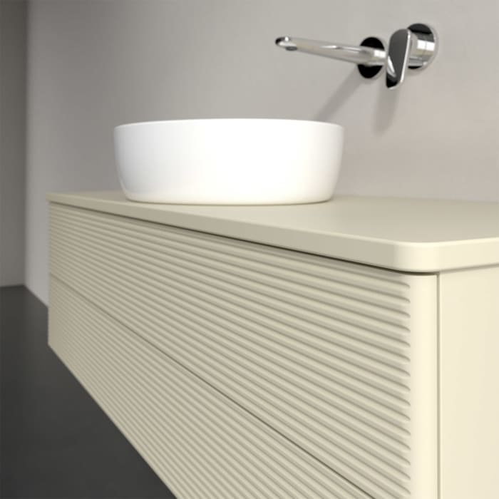 Villeroy & Boch Antao Waschbeckenunterschrank, 120 x 19 cm, 2 Auszüge, Fronten mit Struktur, ohne Hahnloch, für Waschtisch mittig