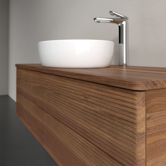 Villeroy & Boch Antao Waschbeckenunterschrank, 120 x 19 cm, 2 Auszüge, Fronten mit Struktur, mit Hahnloch, für Waschtisch mittig