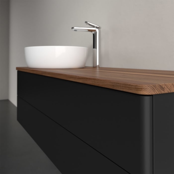 Villeroy & Boch Antao Waschbeckenunterschrank, 120 x 19 cm, 2 Auszüge, Fronten ohne Struktur, mit Hahnloch, für Waschtisch links