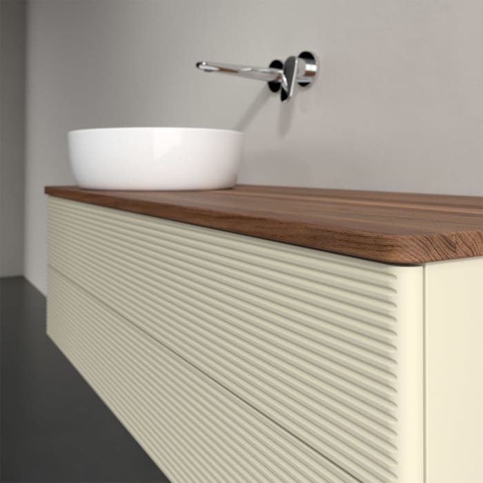 Villeroy & Boch Antao Waschbeckenunterschrank, 120 x 19 cm, 2 Auszüge, Fronten mit Struktur, ohne Hahnloch, für Waschtisch links