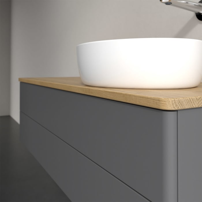 Villeroy & Boch Antao Waschbeckenunterschrank, 120 x 19 cm, 2 Auszüge, Fronten ohne Struktur, ohne Hahnloch, für Waschtisch rechts