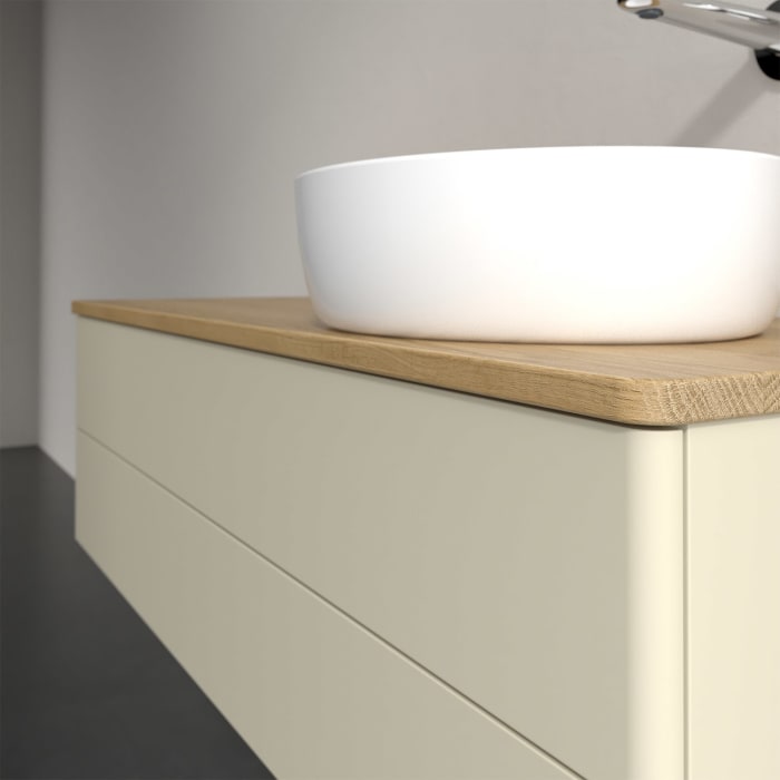 Villeroy & Boch Antao Waschbeckenunterschrank, 120 x 19 cm, 2 Auszüge, Fronten ohne Struktur, ohne Hahnloch, für Waschtisch rechts