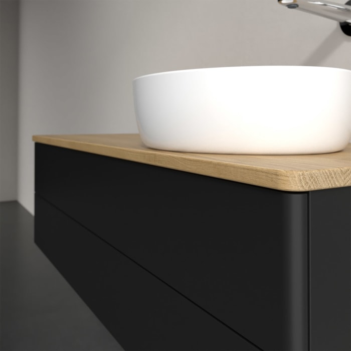 Villeroy & Boch Antao Waschbeckenunterschrank, 120 x 19 cm, 2 Auszüge, Fronten ohne Struktur, ohne Hahnloch, für Waschtisch rechts