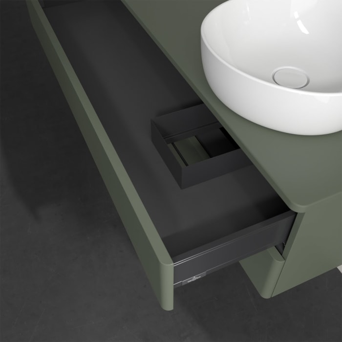 Villeroy & Boch Antao Waschbeckenunterschrank, 120 x 19 cm, 2 Auszüge, Fronten ohne Struktur, ohne Hahnloch, für Waschtisch rechts