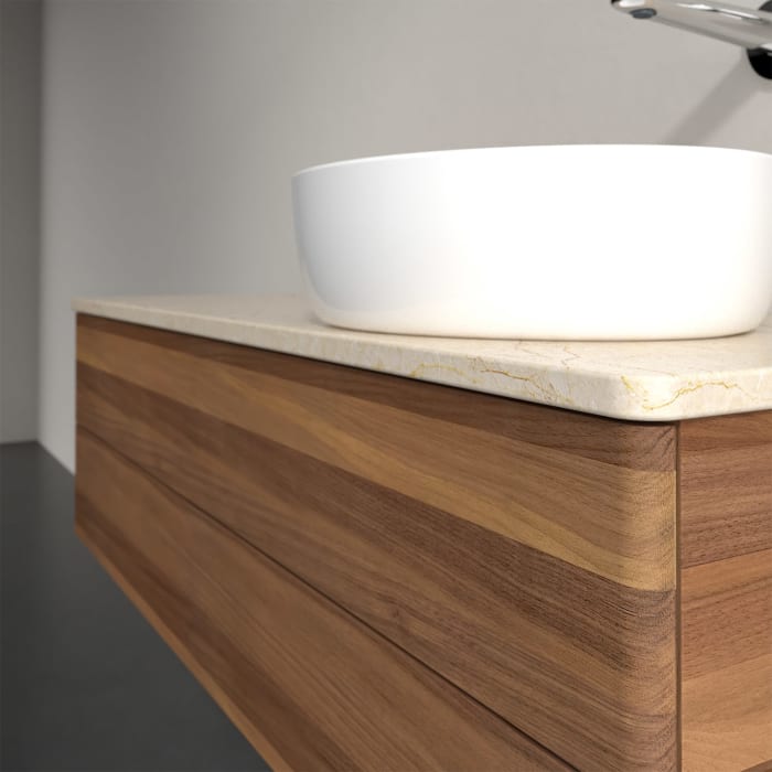 Villeroy & Boch Antao Waschbeckenunterschrank, 120 x 19 cm, 2 Auszüge, Fronten ohne Struktur, ohne Hahnloch, für Waschtisch rechts