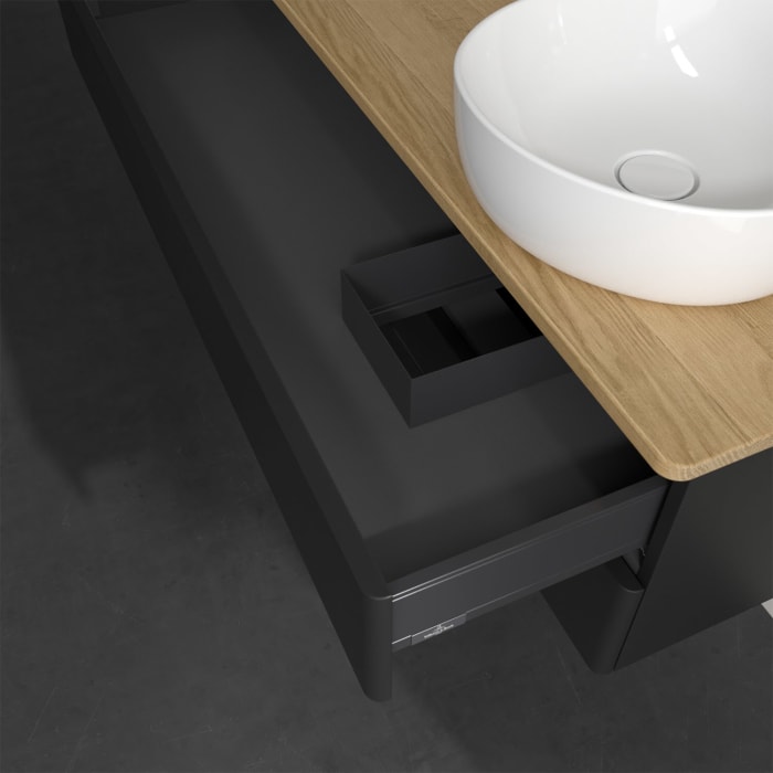 Villeroy & Boch Antao Waschbeckenunterschrank, 120 x 19 cm, 2 Auszüge, Fronten ohne Struktur, ohne Hahnloch, für Waschtisch rechts