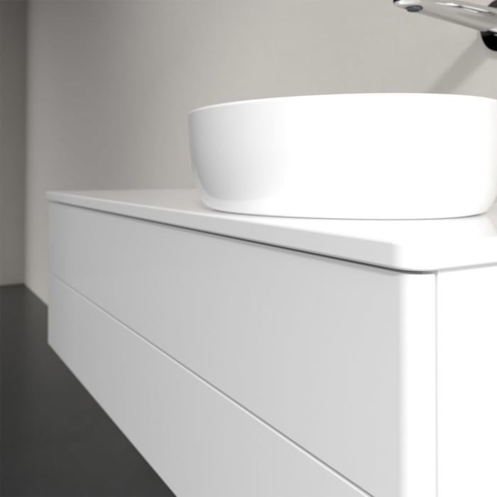 Villeroy & Boch Antao Waschbeckenunterschrank, 120 x 19 cm, 2 Auszüge, Fronten ohne Struktur, mit Hahnloch, für Waschtisch rechts