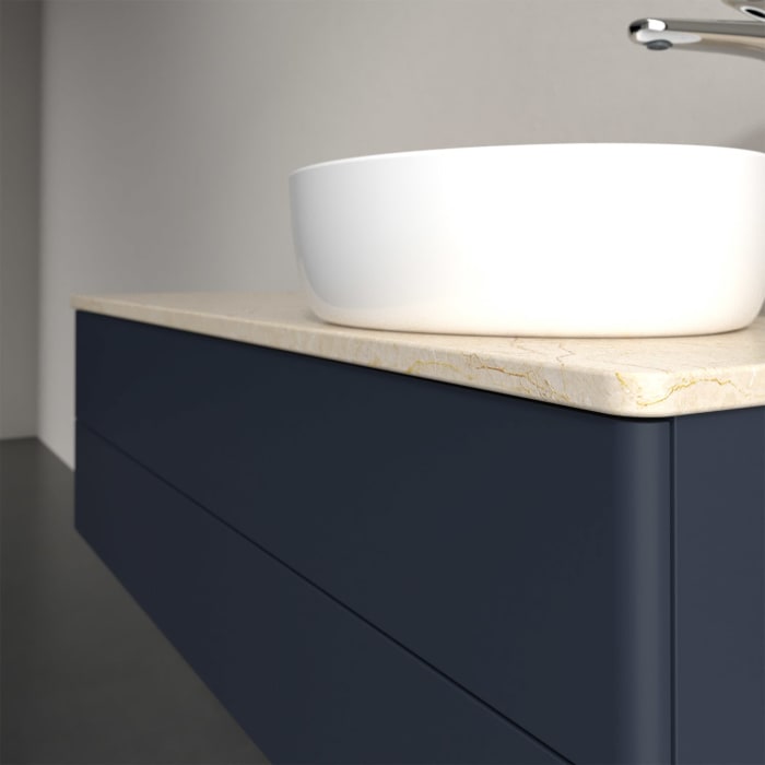 Villeroy & Boch Antao Waschbeckenunterschrank, 120 x 19 cm, 2 Auszüge, Fronten ohne Struktur, mit Hahnloch, für Waschtisch rechts