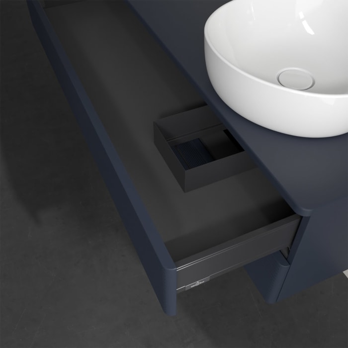 Villeroy & Boch Antao Waschbeckenunterschrank, 120 x 19 cm, 2 Auszüge, Fronten mit Struktur, ohne Hahnloch, für Waschtisch rechts