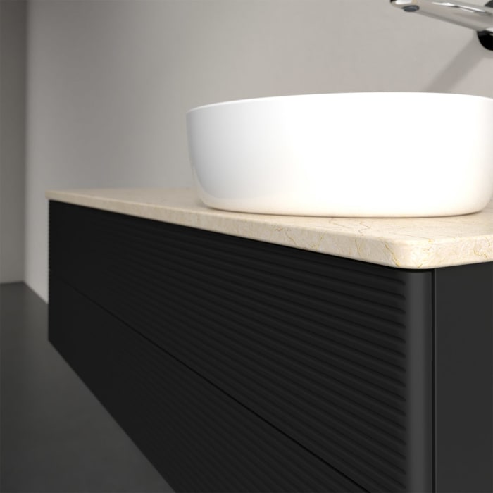 Villeroy & Boch Antao Waschbeckenunterschrank, 120 x 19 cm, 2 Auszüge, Fronten mit Struktur, ohne Hahnloch, für Waschtisch rechts