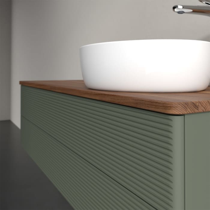 Villeroy & Boch Antao Waschbeckenunterschrank, 120 x 19 cm, 2 Auszüge, Fronten mit Struktur, mit Hahnloch, für Waschtisch rechts