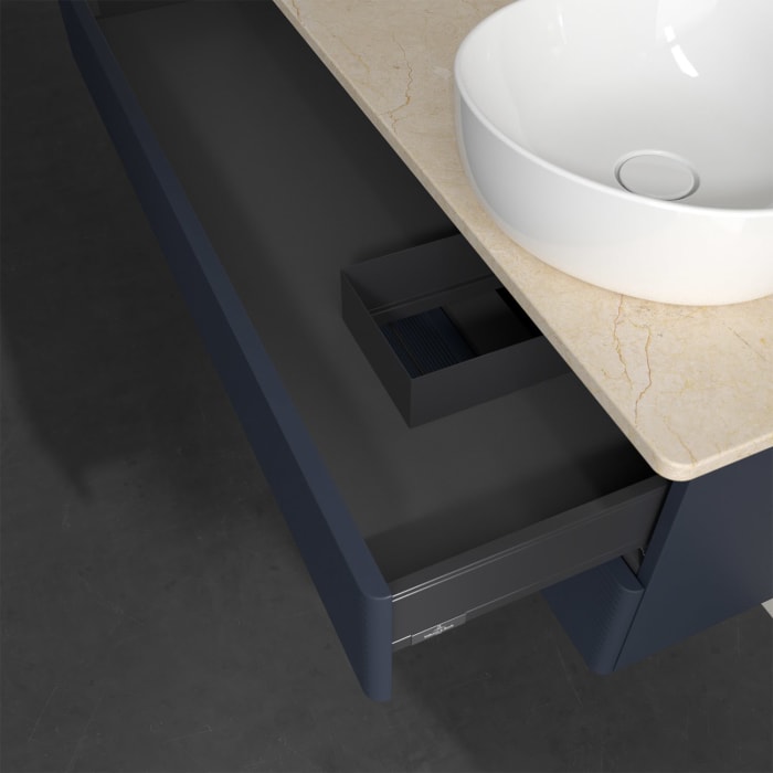 Villeroy & Boch Antao Waschbeckenunterschrank, 120 x 19 cm, 2 Auszüge, Fronten mit Struktur, ohne Hahnloch, für Waschtisch rechts