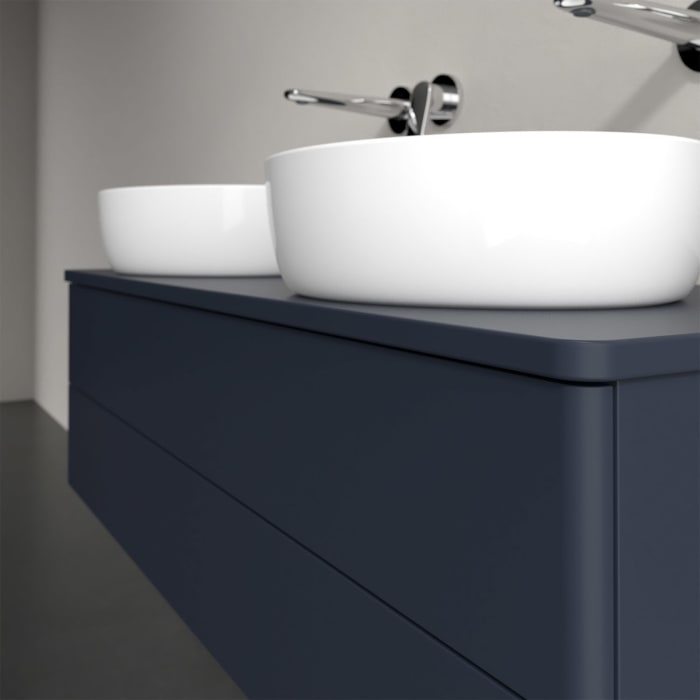 Villeroy & Boch Antao Waschbeckenunterschrank, 120 x 19 cm, 2 Auszüge, Fronten ohne Struktur, ohne Hahnloch, für Waschtisch links und rechts