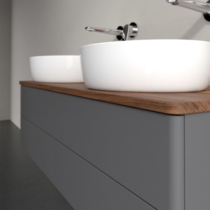 Villeroy & Boch Antao Waschbeckenunterschrank, 120 x 19 cm, 2 Auszüge, Fronten ohne Struktur, ohne Hahnloch, für Waschtisch links und rechts