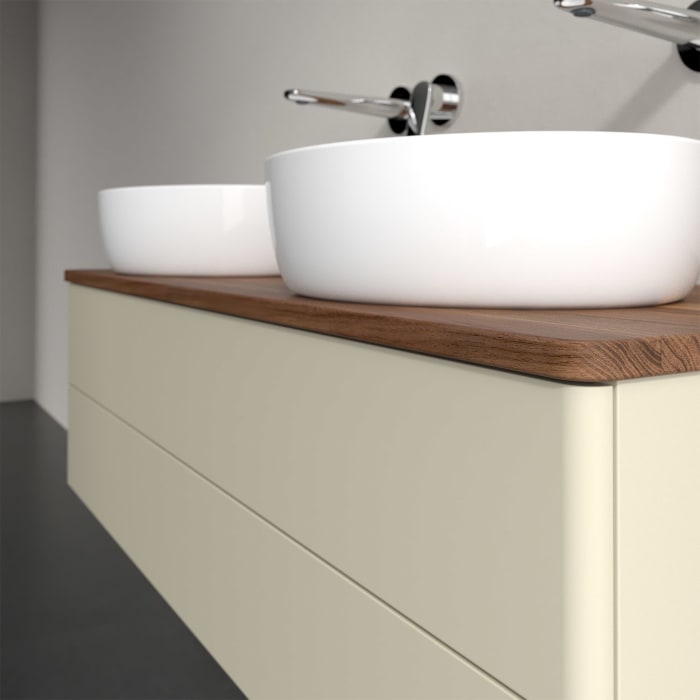 Villeroy & Boch Antao Waschbeckenunterschrank, 120 x 19 cm, 2 Auszüge, Fronten ohne Struktur, ohne Hahnloch, für Waschtisch links und rechts