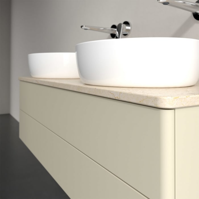 Villeroy & Boch Antao Waschbeckenunterschrank, 120 x 19 cm, 2 Auszüge, Fronten ohne Struktur, ohne Hahnloch, für Waschtisch links und rechts