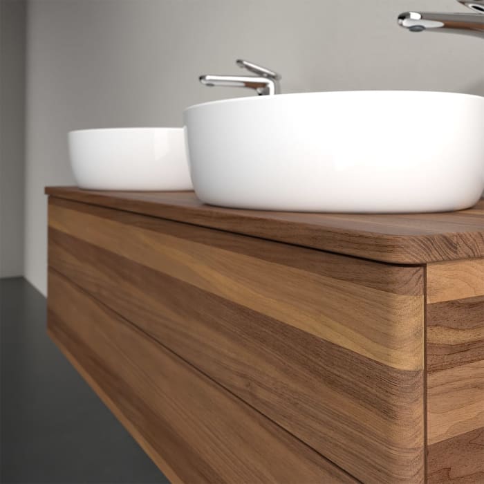 Villeroy & Boch Antao Waschbeckenunterschrank, 120 x 19 cm, 2 Auszüge, Fronten ohne Struktur, mit Hahnloch, für Waschtisch links und rechts