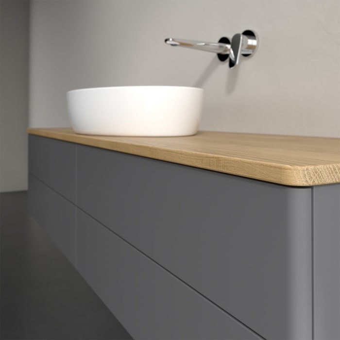 Villeroy & Boch Antao Waschbeckenunterschrank, 160 x 19 cm, 4 Auszüge, Fronten ohne Struktur, ohne Hahnloch, für Waschtisch mittig