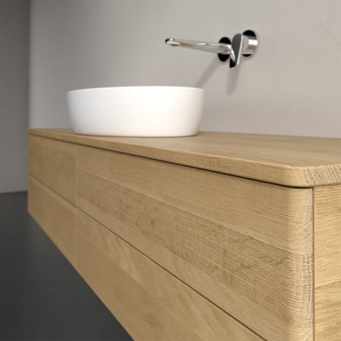 Villeroy & Boch Antao Waschbeckenunterschrank, 160 x 19 cm, 4 Auszüge, Fronten ohne Struktur, ohne Hahnloch, für Waschtisch mittig