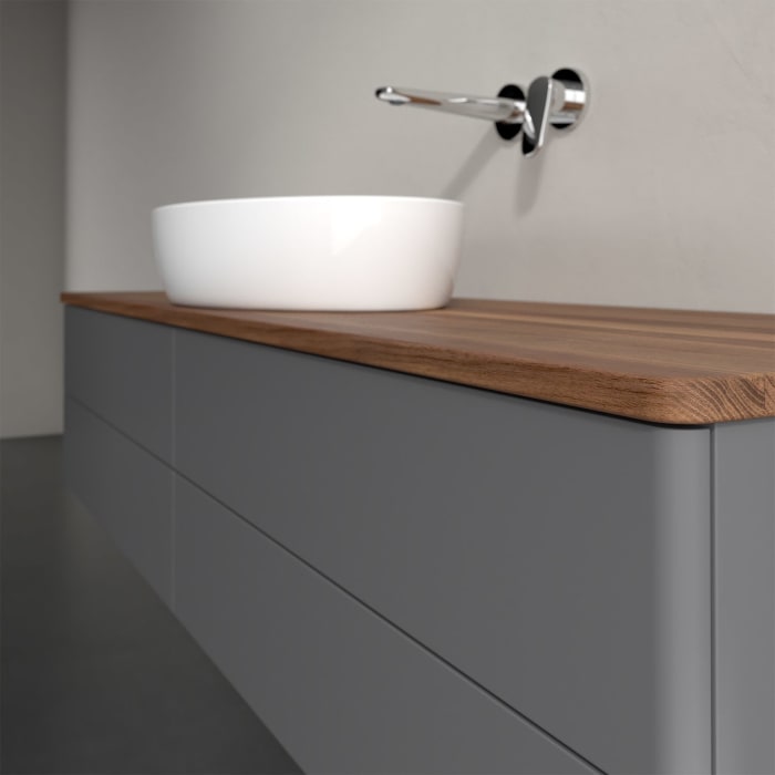 Villeroy & Boch Antao Waschbeckenunterschrank, 160 x 19 cm, 4 Auszüge, Fronten ohne Struktur, ohne Hahnloch, für Waschtisch mittig