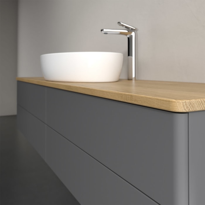 Villeroy & Boch Antao Waschbeckenunterschrank, 160 x 19 cm, 4 Auszüge, Fronten ohne Struktur, mit Hahnloch, für Waschtisch mittig