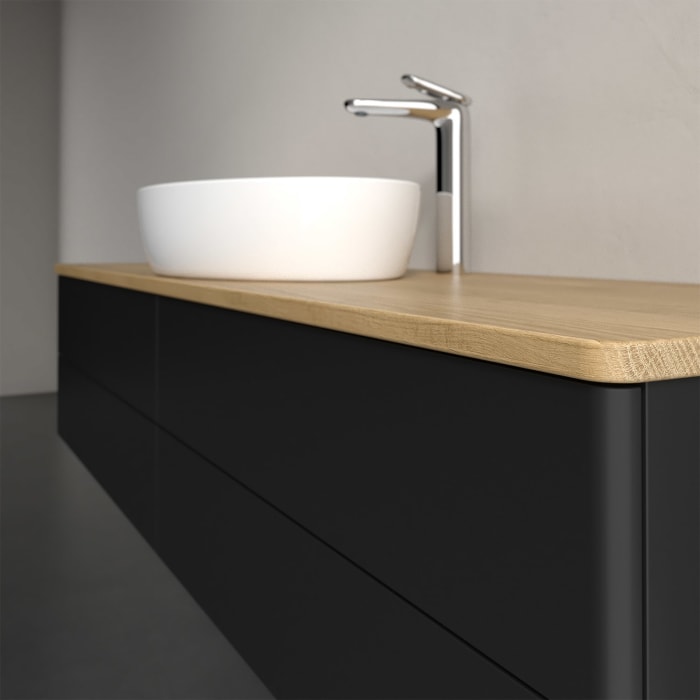 Villeroy & Boch Antao Waschbeckenunterschrank, 160 x 19 cm, 4 Auszüge, Fronten ohne Struktur, mit Hahnloch, für Waschtisch mittig