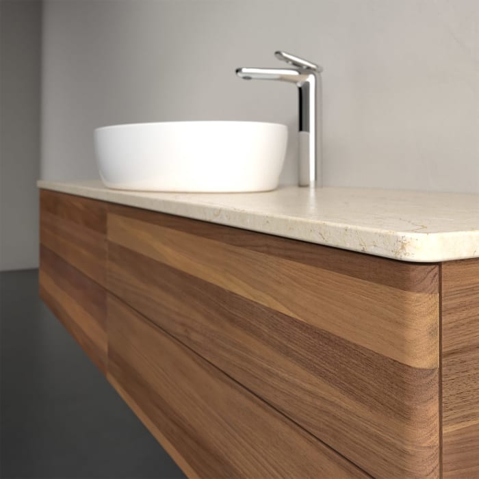 Villeroy & Boch Antao Waschbeckenunterschrank, 160 x 19 cm, 4 Auszüge, Fronten ohne Struktur, mit Hahnloch, für Waschtisch mittig