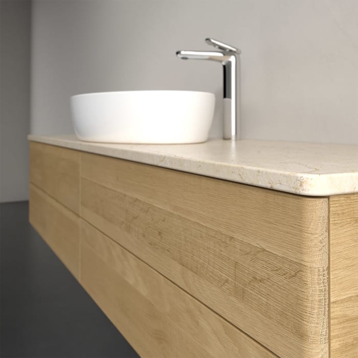 Villeroy & Boch Antao Waschbeckenunterschrank, 160 x 19 cm, 4 Auszüge, Fronten ohne Struktur, mit Hahnloch, für Waschtisch mittig