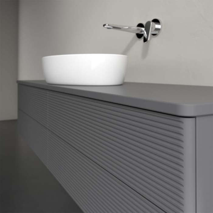 Villeroy & Boch Antao Waschbeckenunterschrank, 160 x 19 cm, 4 Auszüge, Fronten mit Struktur, ohne Hahnloch, für Waschtisch mittig